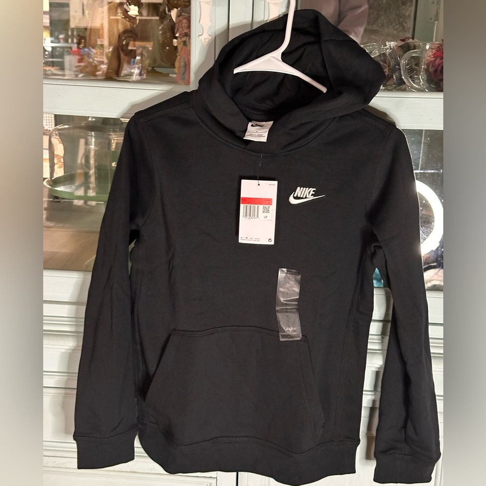 Nike Kids Black Hoodie with White Logo